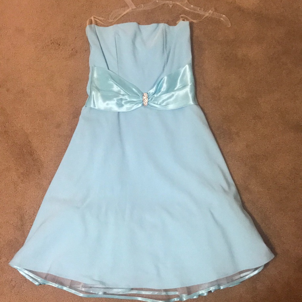 Beautiful turquoise dress with satin belt